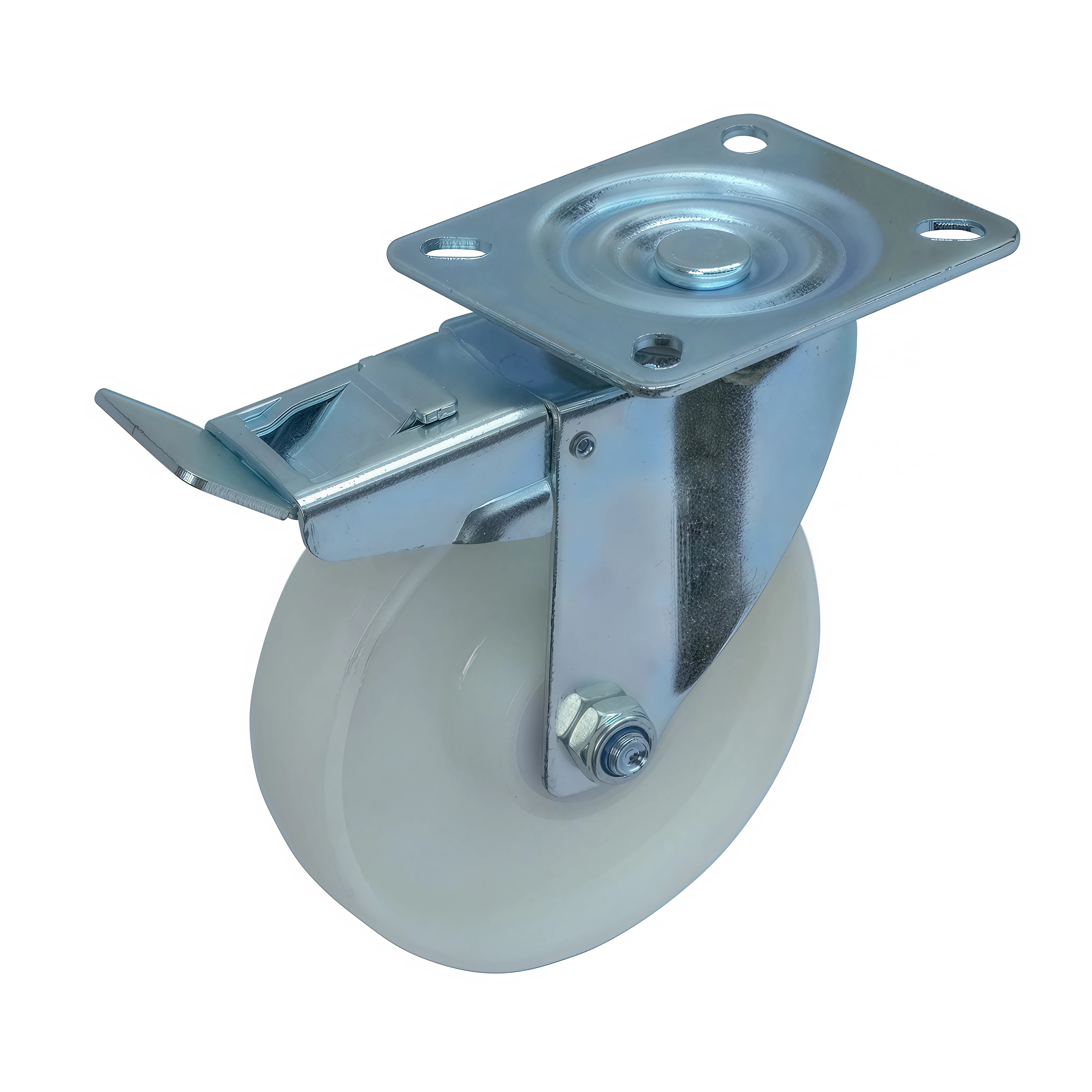 SCpnb 53 - Большегрузное нейлоновое колесо 125 мм (площадка, поворотн, тормоз, роликоподш) 200 кг