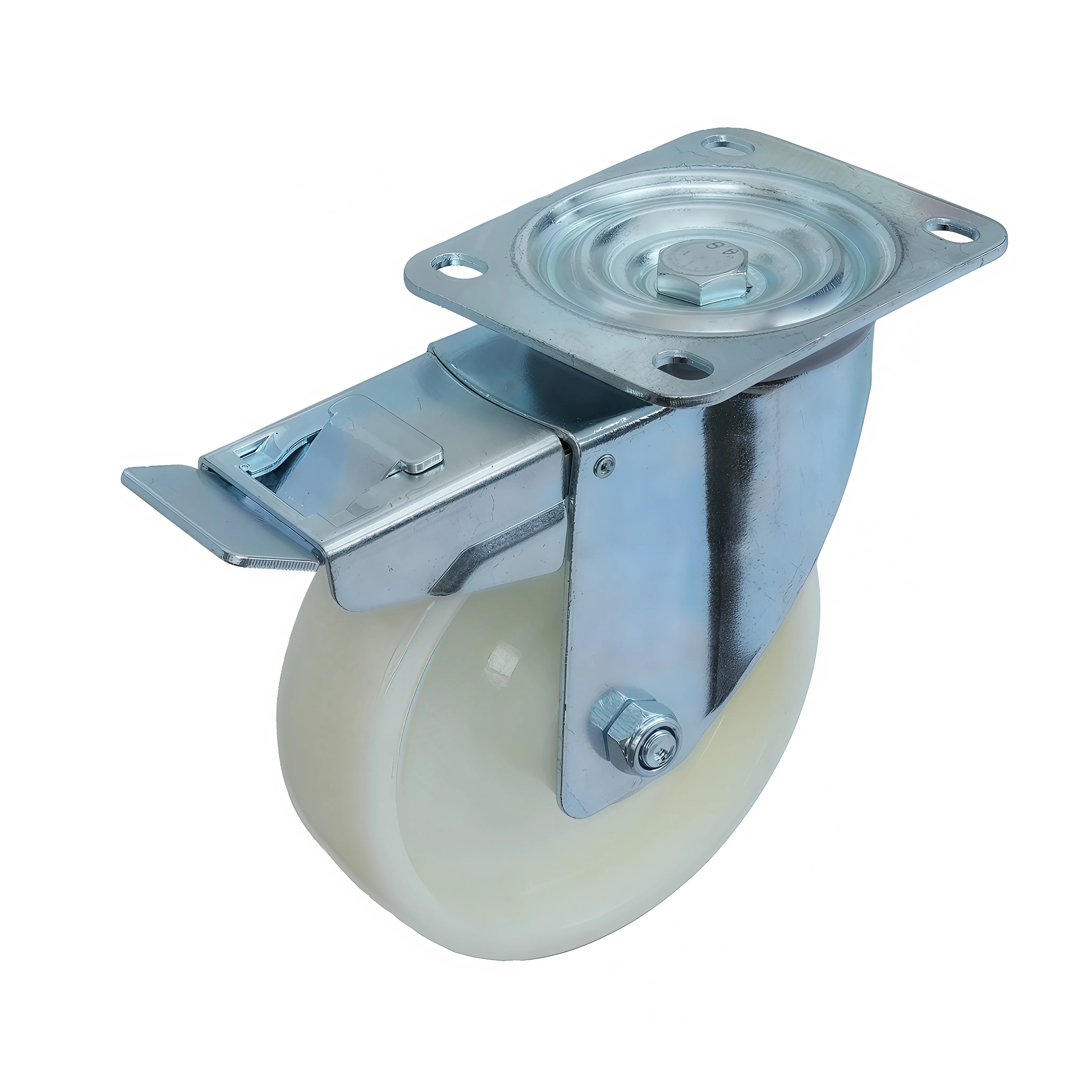 SCpnb 63 - Большегрузное нейлоновое колесо 160 мм (площадка, поворотн, тормоз, роликоподш)